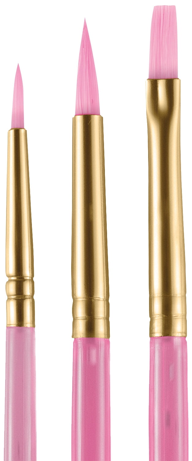 snazaroo Face Painting Starter Round & Flat 3pc Set of Brushes, Pink