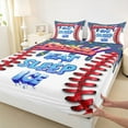 thumbnail image 3 of Feelyou Kawaii Birthday Cake Full Size Sheets, Baseball Sport Gaming Bed Sheets, Blue Eat Sleep Ice Sheet Sets, Ultra Soft Bedroom Decor, 4pcs, 3 of 7