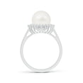 thumbnail image 2 of ANGARA Freshwater Cultured Pearl Ring with Floral Halo in 14K White Gold for Women | June Birthstone, Birthday, Anniversary, Jewelry Gift for Women | Natural Pearl Ring, 2 of 8