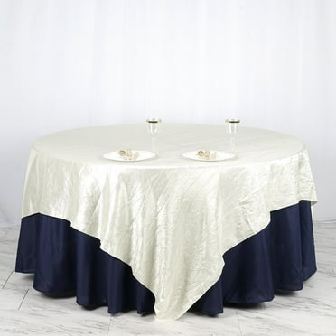 Your Chair Covers - 132 Inch Round Crinkle Taffeta Tablecloth Navy Blue ...
