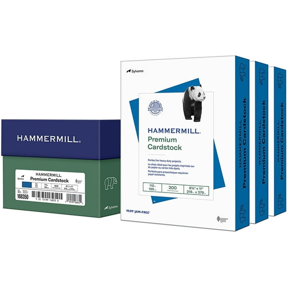 Hammermill Papier Cartonné Bleu 110 lb, Papier Cartonné Coloré 8,5 x 11, Pack de 3 (600 Feuilles) - Papier Cartonné Épais, Fabriqué aux États-Unis