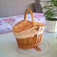 thumbnail image 3 of Wicker Basket Picnic Baskets Woven Willow Basket with Lid and Handle, 3 of 7