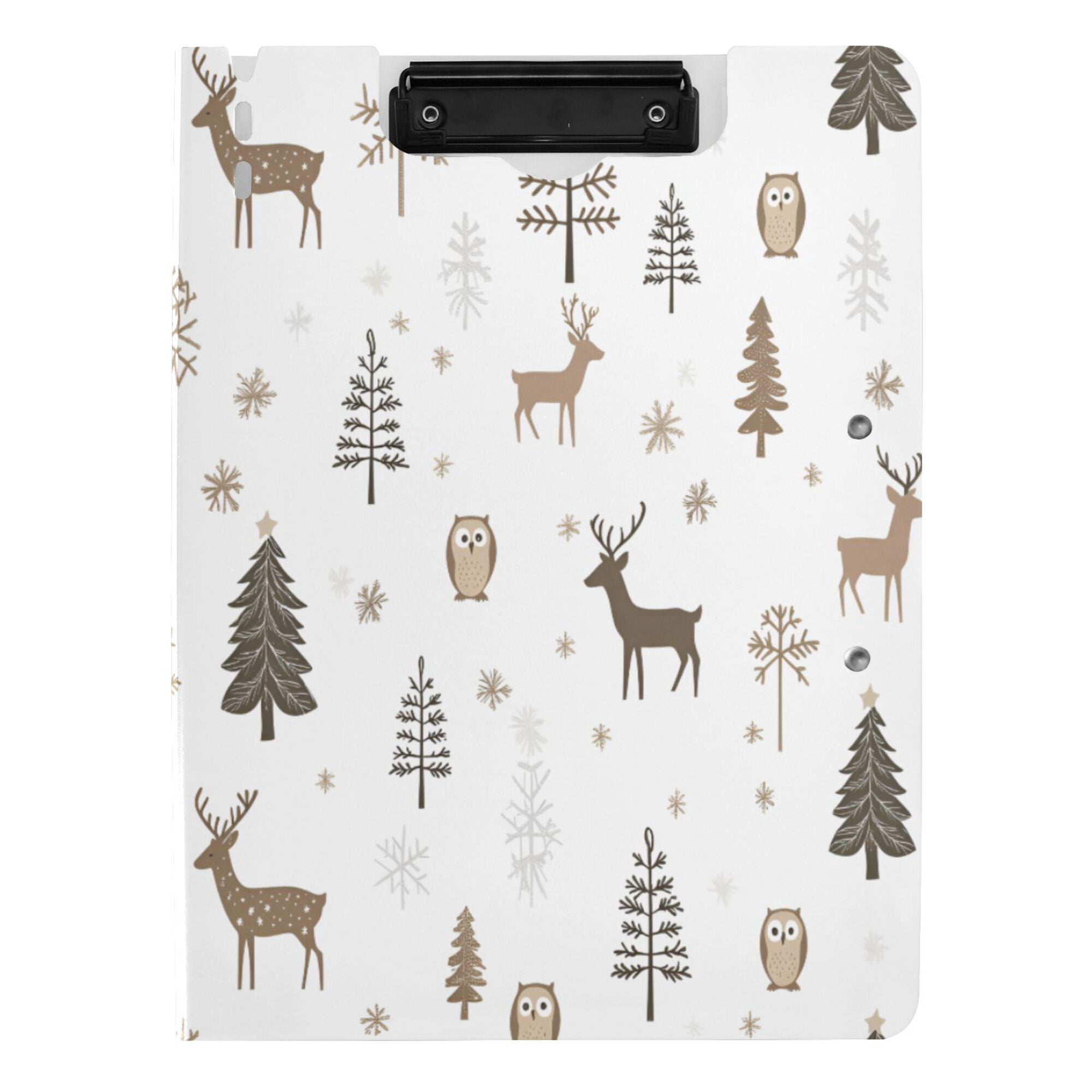 FORMRS A4 Clipboard Folder with Pen Holder Horizontal Foldable School Office Binder, Christmas Forest