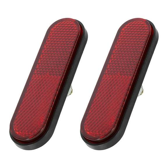 Pair M6x1.0 Red Oval Universal Screw Mount Reflective Warning Reflector for Motorcycle Bicycle