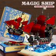 thumbnail image 7 of 966Pcs Pirate Ship Building Blocks Set with Book Base, Red Sail Model Kit with Wave Components, Creative Handmade Gift, Birthday Gift for Teens, 7 of 7