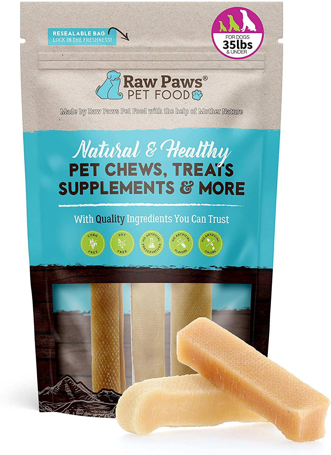 Raw Paws Himalayan Yak Chews for Medium Dogs Medium Chews (3Count