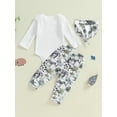 thumbnail image 4 of Suealasg 3Pcs Newborn Baby Boy Fall Clothes Tropical Print Long Sleeve Rompers and Elastic Pants Beanie Hat Set 3 6 12 18 Months Infant Boys Coming Home Outfit, 4 of 7