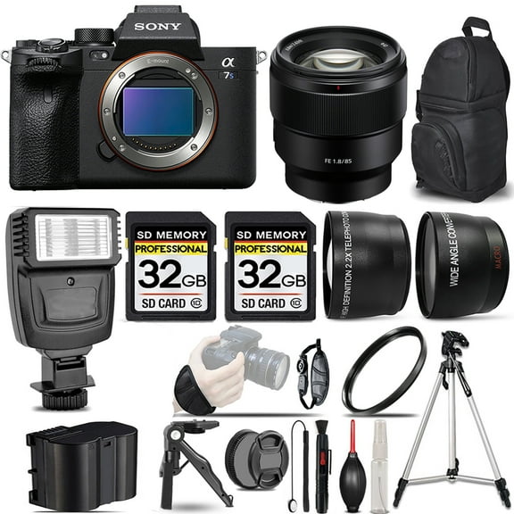 Sony a7S III Mirrorless Camera 85mm f/1.8 Lens  Flash  64GB-  Kit (International Version)