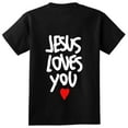 thumbnail image 2 of Jesus Loves You Kid's T-Shirt-Black, 2 of 3