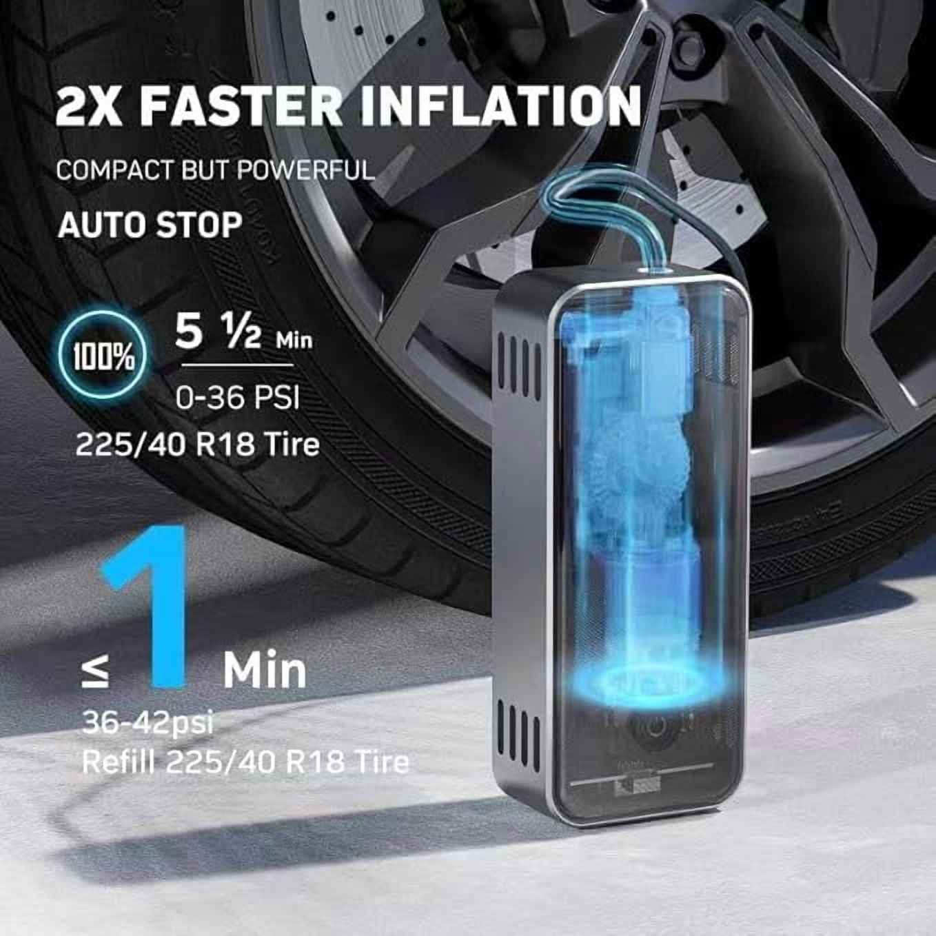 Denvix Tire Inflator Deluxe Package, 2X Faster, 15000mAh, 45W Fast Charging