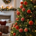 thumbnail image 5 of Flocked Christmas Ball Ornaments Set, Hanging Tree Decorations for Holiday Party Wedding Decor 12 Pack, 5 of 9
