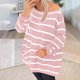 thumbnail image 1 of Suéter de cuello redondo para mujer, suéter de punto a rayas de manga larga de moda, tops de mujer, 1 of 7