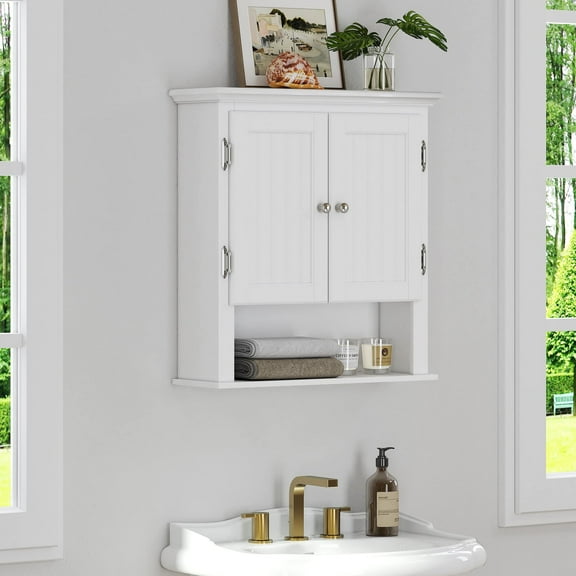 Bathroom Cabinet Wall Mounted with Doors and Shelves