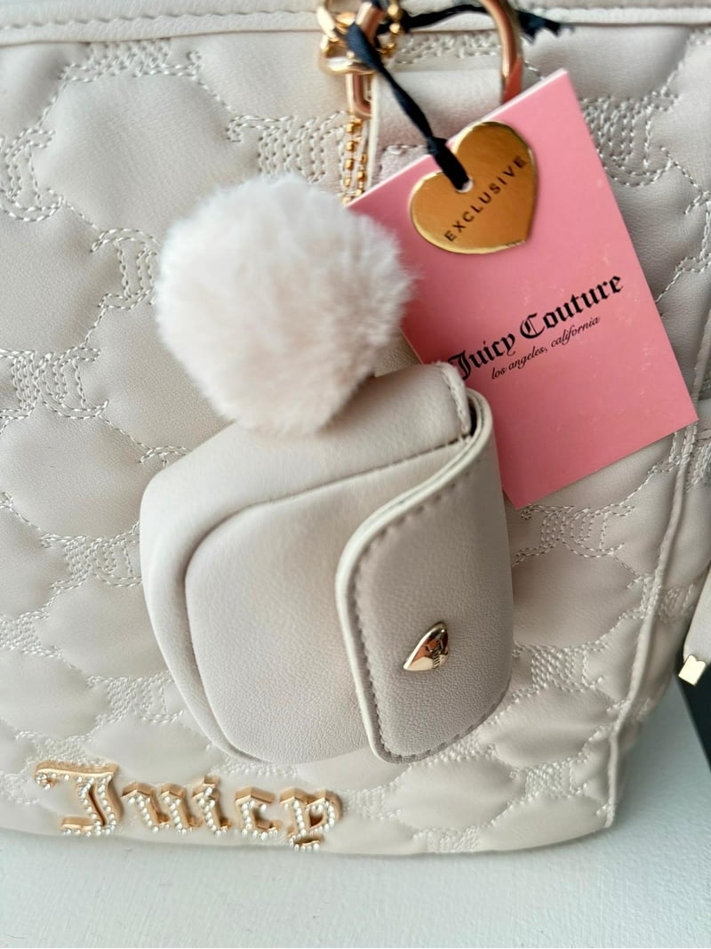 Juicy Couture Demure Tote Cream Handbag with Chain Straps