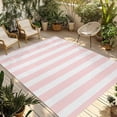 thumbnail image 2 of Outdoor Rug 6x9 ft Pink White Geometric Stripes Waterproof Outdoor Patio Rug Mat Non Slip Outside Area Rugs Carpet for RV,Camping,Porch,Deck,Pool,Balconybackyard,Minimalist Modern Art, 2 of 9
