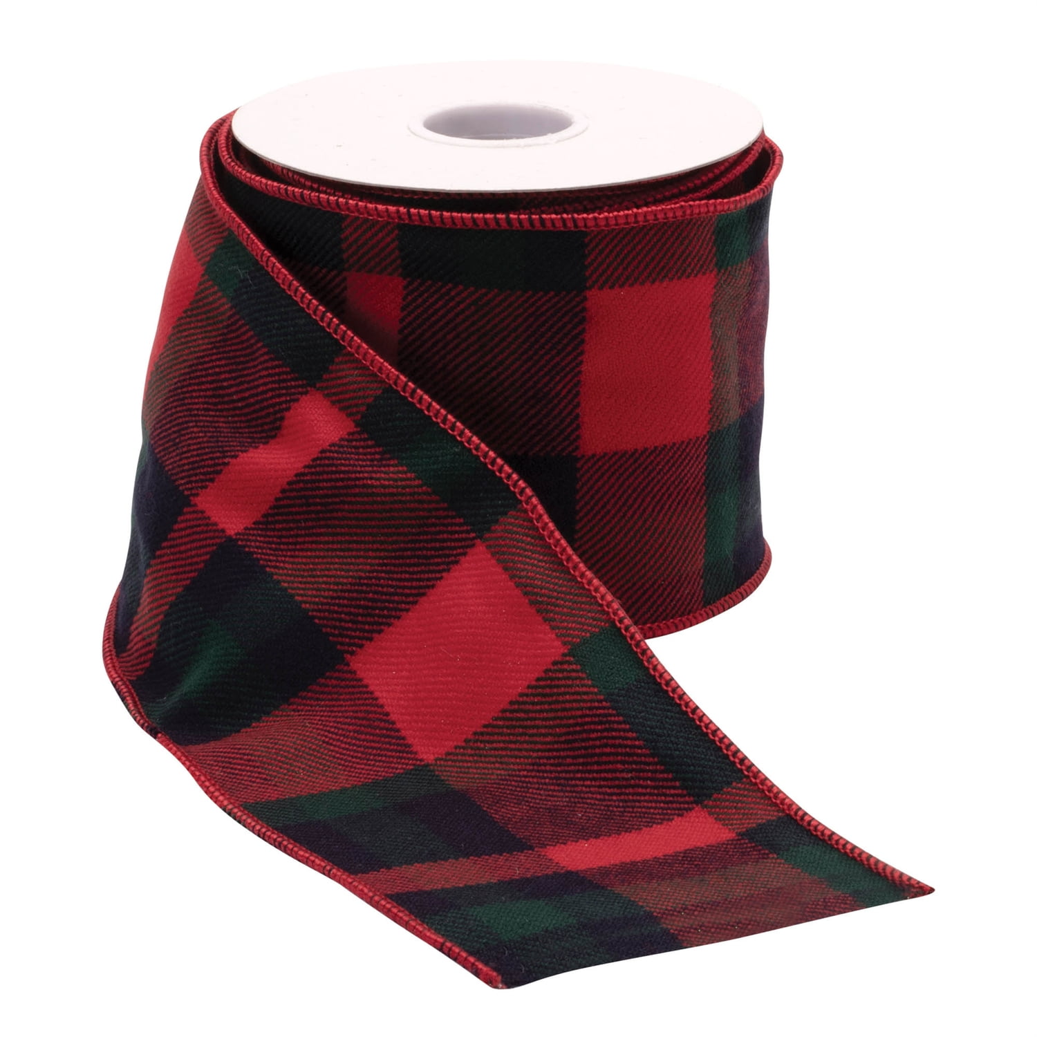 Melrose Red and Black Plaid Wired Ribbon Set of 2