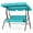 Blue, variant on Costway Patio 3 Seats Canopy Swing Glider Hammock Steel Frame Cushioned Backyard Grey