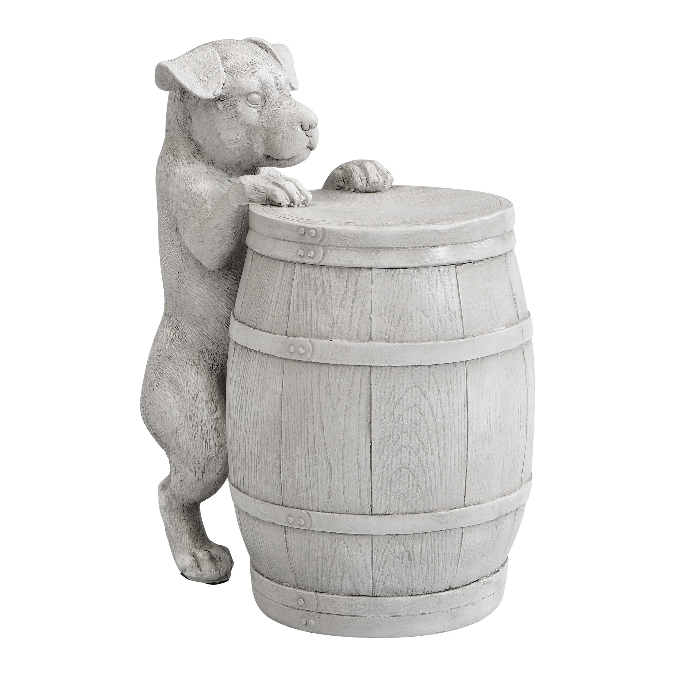 Christopher Knight Home 18"H Dog Barrel MGO Side Table, Indoor Outdoor Puppy Statue Decor, Gray