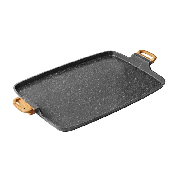 The Pioneer Woman Prairie Signature Cast Aluminum Double Griddle, Charcoal Speckle, 18 in x 12 in