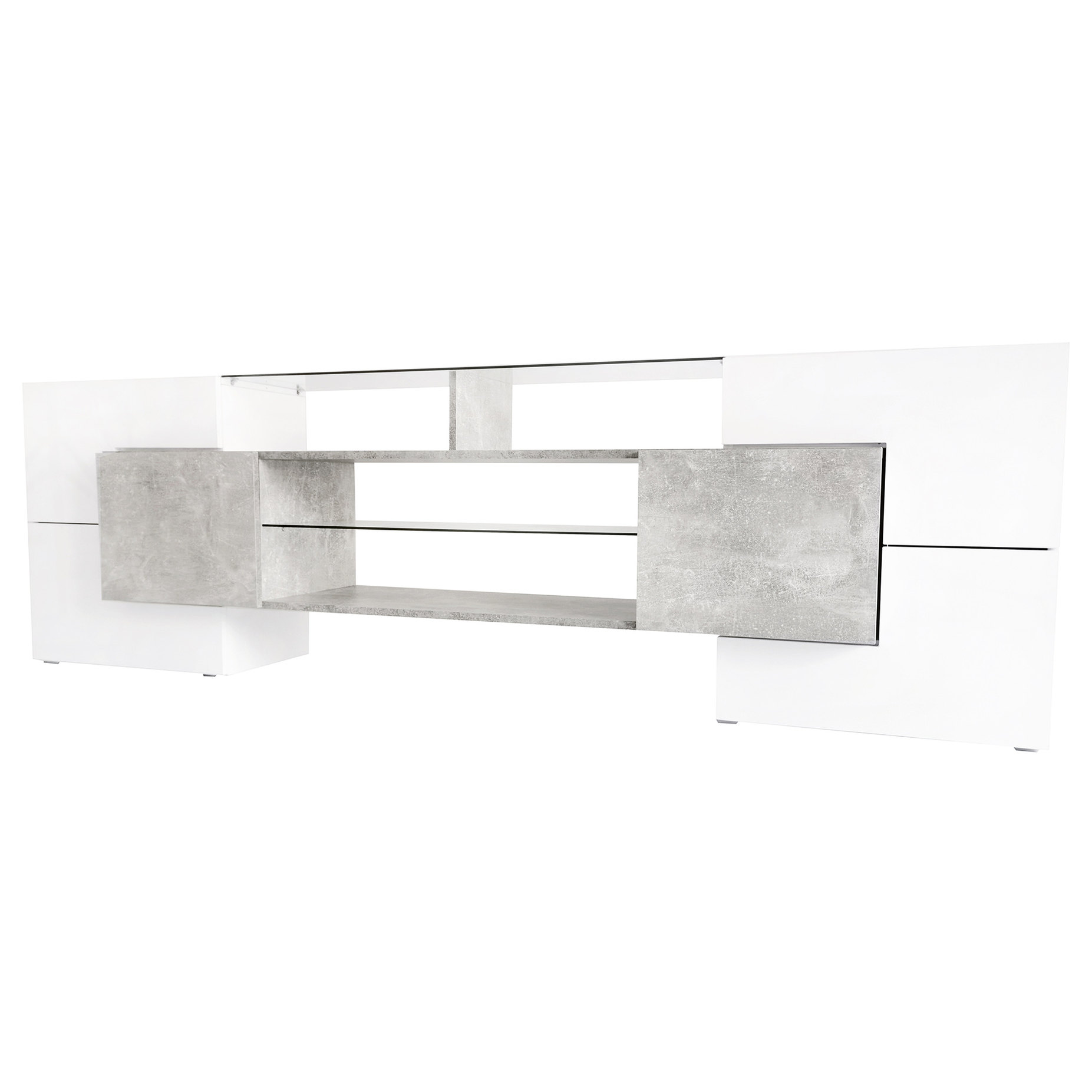High - quality TV stand with 4 shelves and LED lights for storing media devices in home