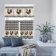thumbnail image 6 of 3 Piece Kitchen Curtains and Valances Set Black White Plaid Rooster Cafe Curtains 36 Inch Length Vintage Farmhouse Checkered Rustic Valance & Tier Curtain for Living Room Bedroom 54"x18"+27"x36"*2, 6 of 6