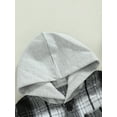 thumbnail image 5 of Bagilaanoe Toddler Baby Boy Hooded Jacket Plaid Long Sleeve Single-Breasted Shacket Coat 6M 12M 18M 24M 3T 4T Kids Fall Casual Outwear, 5 of 8