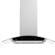 VIKIO 36 Inch Island Range Hood 900 CFM Stainless Steel Curved Glass Kitchen Vent Hood with Gesture Control Dual Side Touch Panel 4 LED Lights ETL Certified