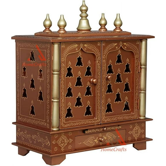 Home Temple, Wooden Temple, Pooja Mandir for Home (Large- 24 X 12 X 30 (WXDXH) inch, Red)