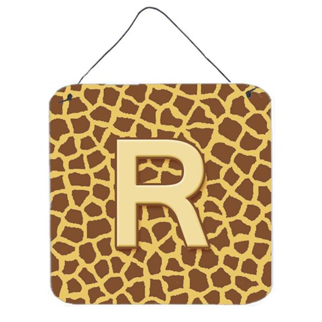 Carolines Treasures CJ1025-RDS66 Letter R Initial Monogram - Giraffe Aluminium Metal Wall Or Door Hanging Prints - 6 x 6 In.