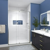 Flexi 44-48"x71" Frame Shower Door in Brushed Nickel,Water Repellent Glass with Seal Strip Parts and Handle,6mm Glass Shower Door