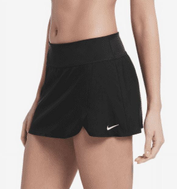 Nike Women's Swim Skirt Logo Short Polyester Pull On Stretch Black Medium New
