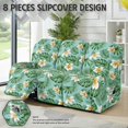 thumbnail image 3 of ZIATUBLES Tropical Leaf Egg Flower Recliner Covers for 3 Seater Reclining Sofa, Soft Fitted Furniture Protector for Pets Washable Stretch Recliner Chair Covers with Storage Pockets Set of 8, 3 of 9
