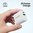 thumbnail image 3 of Powertek 20W USB-C PD + USB-A Dual Port Wall Charger, Carbon Design, White, 3 of 7