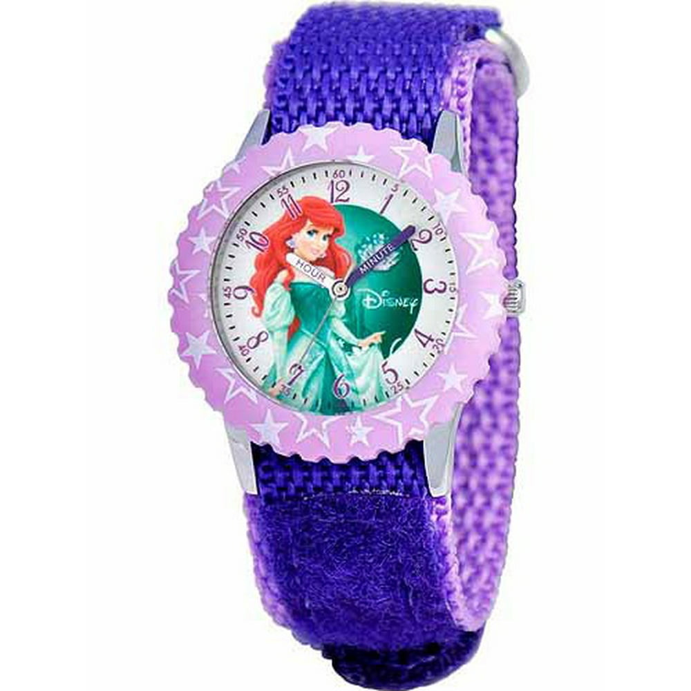 Disney Little Mermaid Ariel Girls' Stainless Steel Watch, Purple Strap