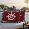 thumbnail image 3 of Nautical Rudder Lumbar Pillow Covers 20x12 Inch Set of 2, Red Navy Blue Coastal Stars Ocean Waterproof Outdoor Pillow Covers, Decorative Cushion Pillowcases for Couch, Sofa, Bed, Garden, Patio, 3 of 9