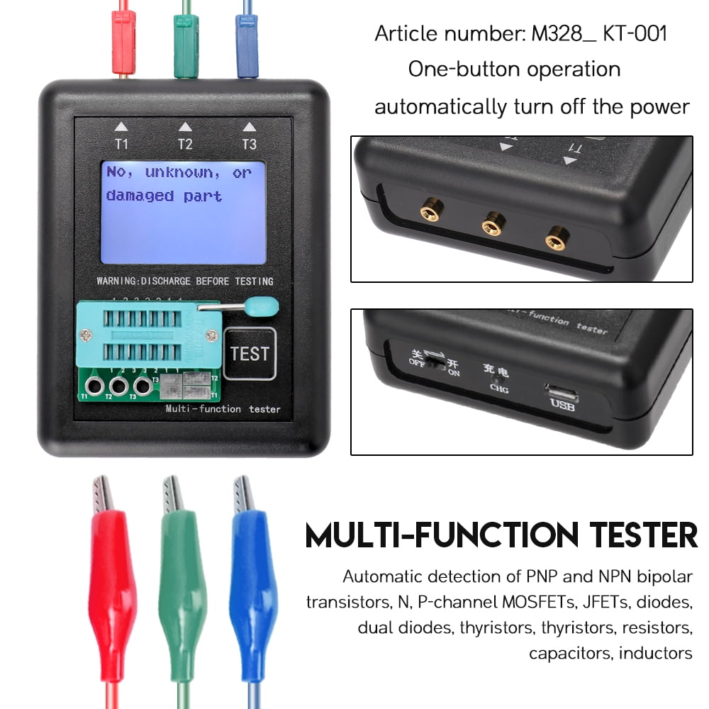 LCD Display One-button Portable for Thyristors Resistors Capacitors MOS Tubes Durable Diode Tester Transistor Tester LCD Display One-button Portable for Thyristors Resistors Capacitors MOS Tubes Durable Diode Tester Transistor Tester