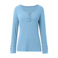thumbnail image 5 of Women's T-Shirts Long Sleeve Button Down Slim Fit Neck Ribbed Knit Classic Tops for Casual Wear, 5 of 6