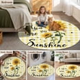 thumbnail image 5 of Sunflowers Round Area Rug 5Ft Washable Circle Rugs for Living Room Bedroom, Spring Summer Bees Floral Yellow Plaid Non-Slip Carpet Floor Mats Indoor Outdoor Carpet Runner Aesthetic Home Decor, 5 of 8