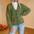 thumbnail image 2 of Women's Pumpkin Knit Cardigan, Long Sleeve Open Front Knitted Sweater, Fall Outwear Coat Tops, Kawaii Y2K Cute Funny Button Sweaters Fall Winter Causal Coat Cozy Loungewear, 2 of 4