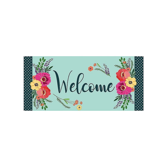 Evergreen Spring Floral Welcome Sassafras Indoor Outdoor Switch Doormat 1'10"x10" Green
