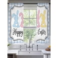 thumbnail image 2 of Happy Easter Sheer Curtains 63 Inch Length 2 Panels Set Window Treatments, Colorful Rabbits Cartoon Blue Plaid Rod Pocket Semi Curtains for Living Room/Bedroom/Kitchen Décor, 104"W x 63"L, 2 of 7