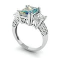 thumbnail image 2 of 4.27 ct Emerald Cut Blue Moissanite 3 Stone 14K White Gold Womens Engagement Ring, 2 of 5
