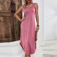 thumbnail image 5 of Women's Casual Tank Maxi Dress, Sleeveless Crewneck Summer Long Sundress with Side Slit, Comfy Loose Fit A-Line Beach Dress, 5 of 8