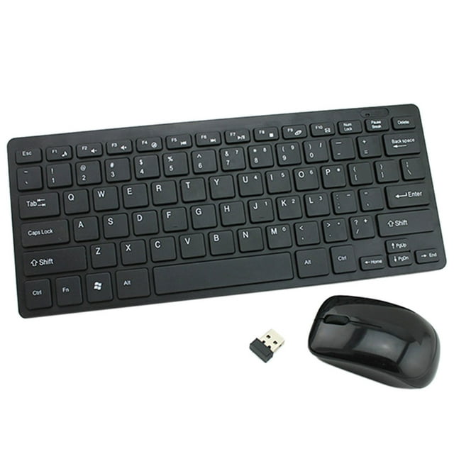 Inteprter Teclado y ratón silencioso óptico inalámbrico de 2,4 GHz Seta Mini Multimedia juego de ratón de teclado de tamaño completo para Notebook Computadoras y accesorios negro