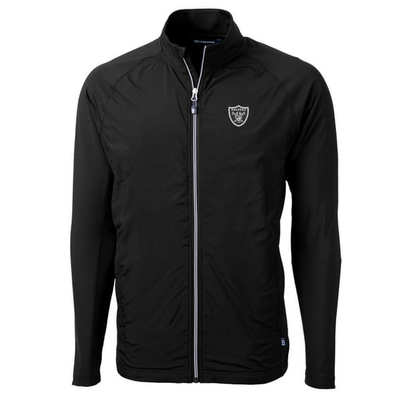 Men's Cutter & Buck Black Las Vegas Raiders Big & Tall Adapt Eco Knit Full-Zip Raglan Jacket