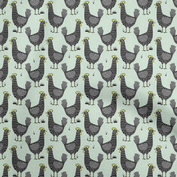 oneOone Georgette Viscose Mint Fabric Rooster Cock Sewing Fabric By The Yard Printed Diy Clothing Sewing Supplies 42 Inch Wide-22