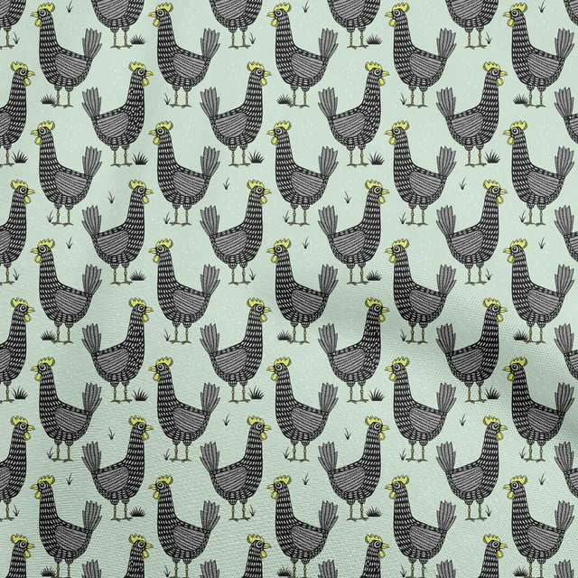 oneOone Polyester Spandex Mint Fabric Rooster Cock Craft Projects Decor Fabric Printed By The Yard 56 Inch Wide-RY
