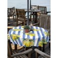 thumbnail image 2 of Outdoor Tablecloth with Umbrella Hole for Patio/Picnic/Party/Camping, Summer Lemons Waterproof Table Cloth Round Cover Washable, Modern Watercolor Fruit Flowers Blue Striped (Dia 54"), 2 of 9