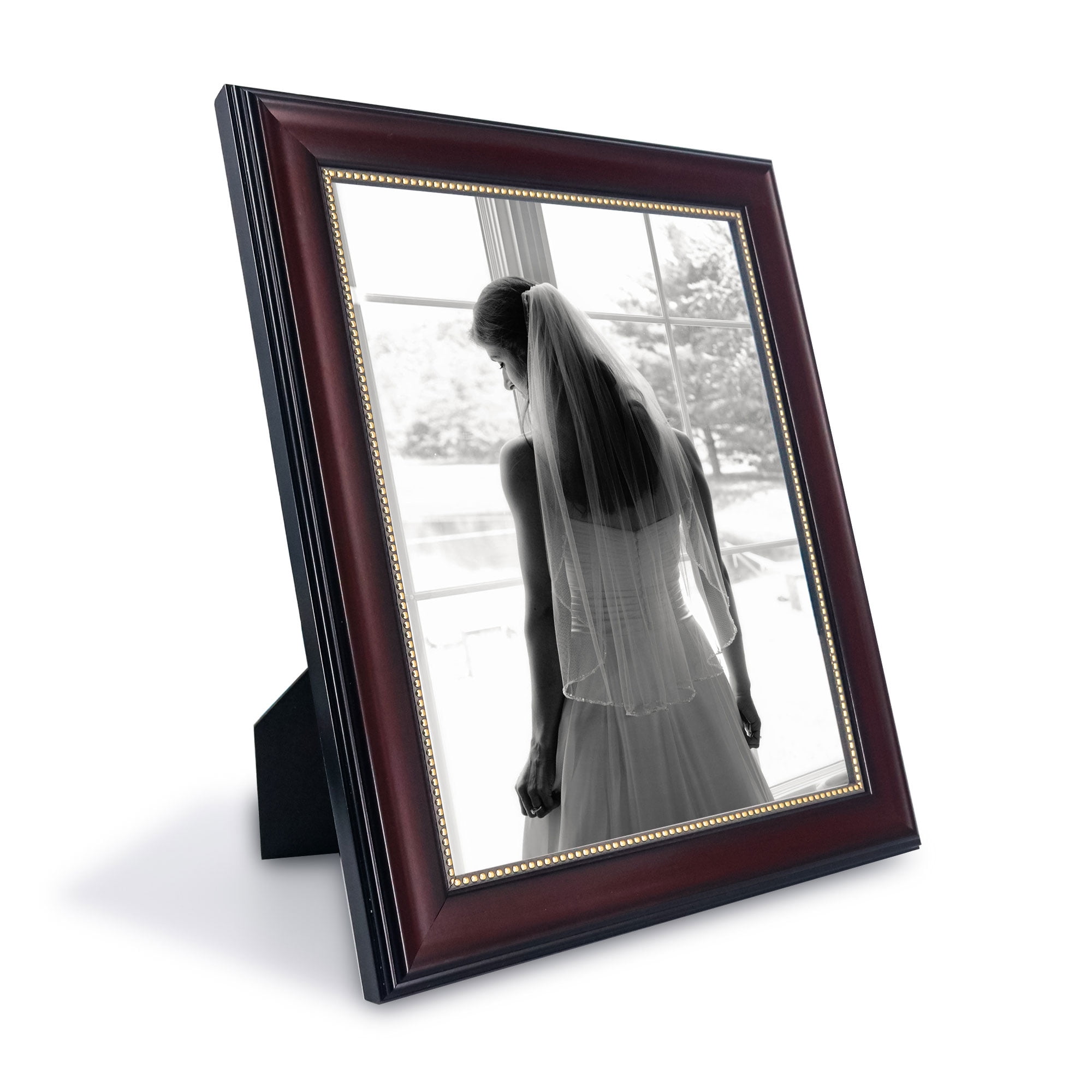 GraduationMall Mahogany with Gold Beads 8x10 Picture Frames for Wall or Tabletop 2-Pack