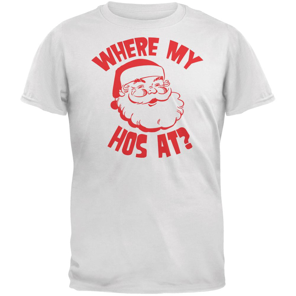 Where My Ho/'s At Santa Claus Sunglasses Christmas Funny Juniors T-shirt